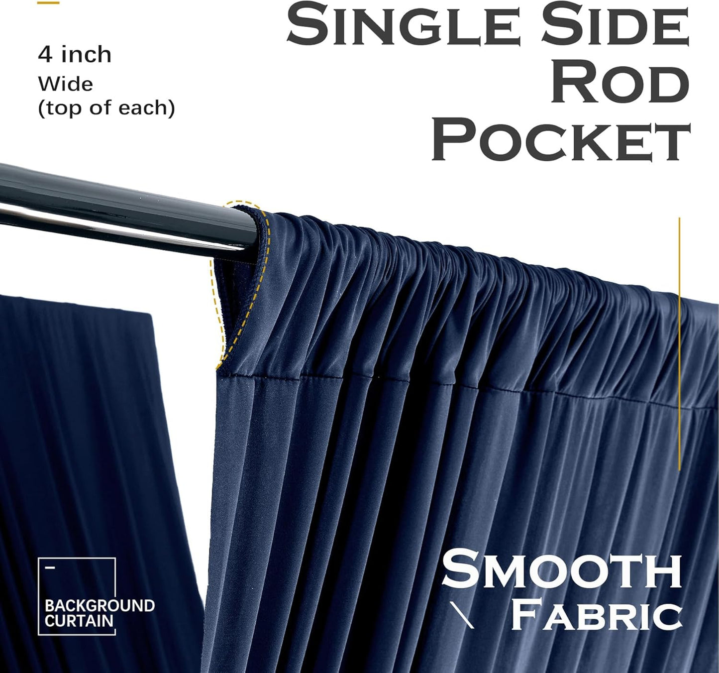 PartyVillage 4 Panels 5ftx30ft Navy Blue Ceiling Drapes for Wedding Parties – 30 FT Extra Long Thick Polyester Wrinkle-Free Drapery Tent Decor Decorations for Birthday Party Ceremony Stage Swag