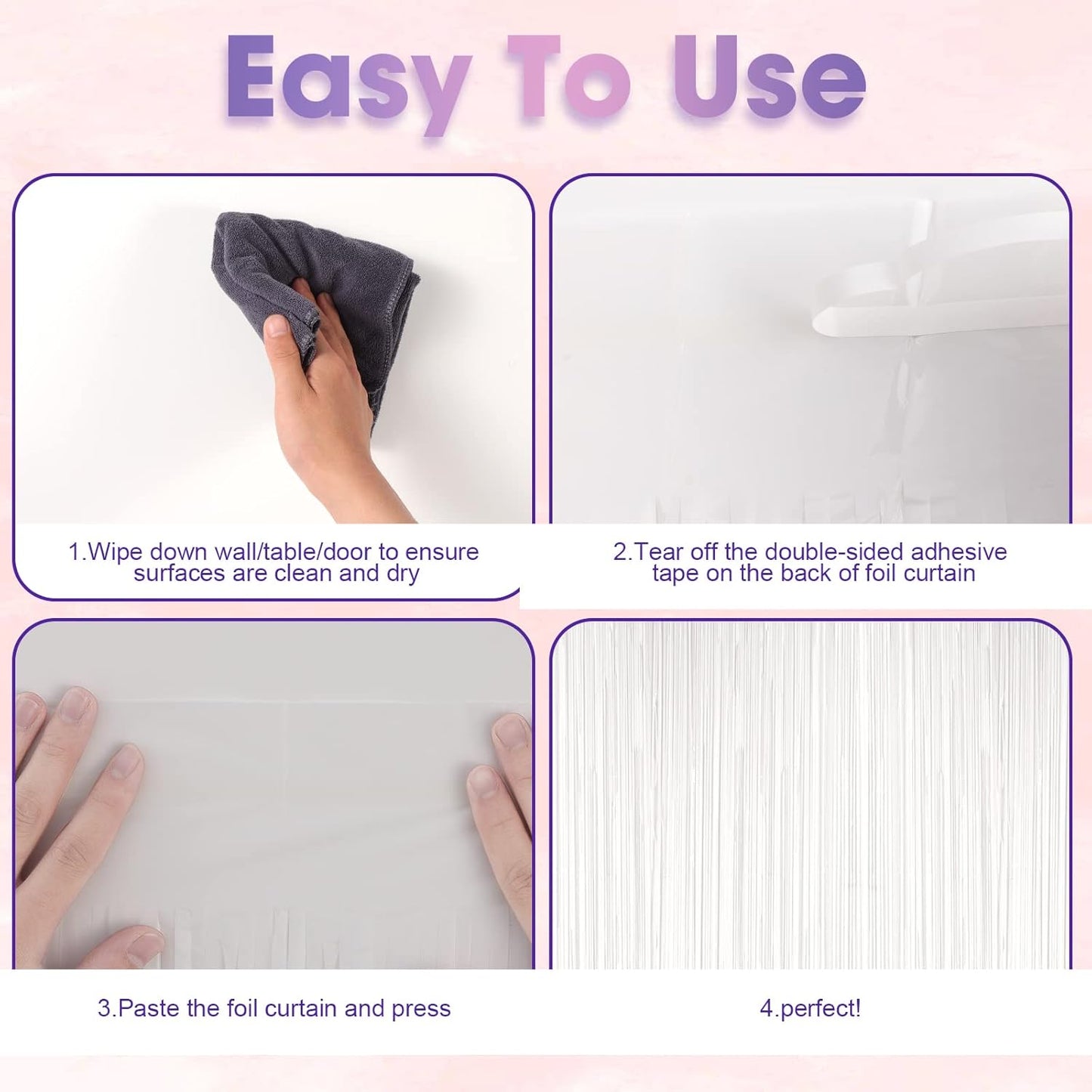 3 Pack 3.3x8.2 Feet White Foil Fringe Backdrop Curtains, Tinsel Streamers Birthday Party Decorations, Fringe Backdrop for Graduation, Baby Shower, Gender Reveal, Disco Party