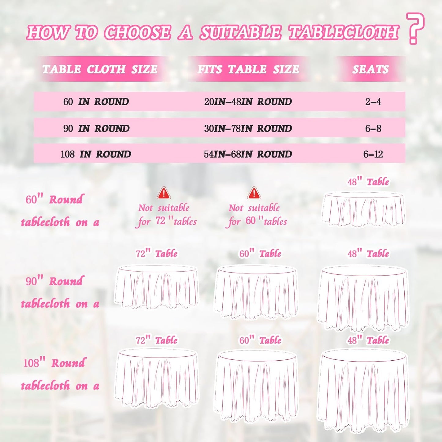 KKJIAF 1 Pack 60 Inch / 5ft Round Table Cloth, Light Pink Overlay Round Satin Table Cover, Silky Satin Dining Tablecloths for Wedding Buffet Parties Banquet Decoration