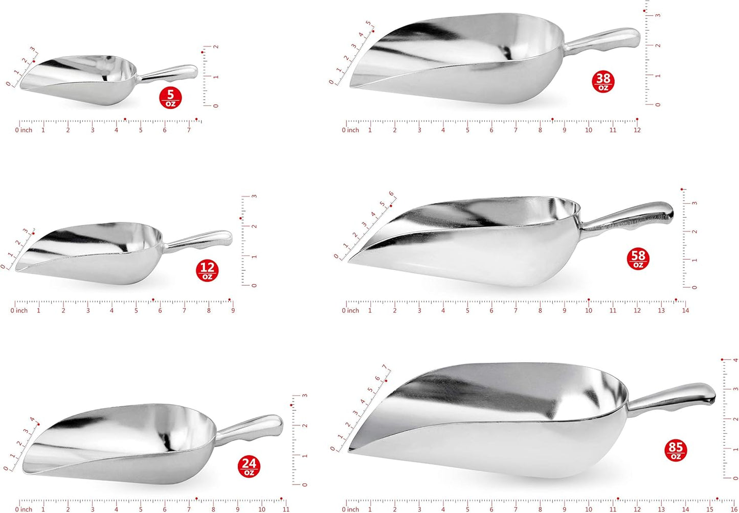 New Star Foodservice 34509 One-Piece Cast Aluminum Round Bottom Bar Ice Flour Utility Scoop, 5-Ounce, Silver (Hand Wash Only)