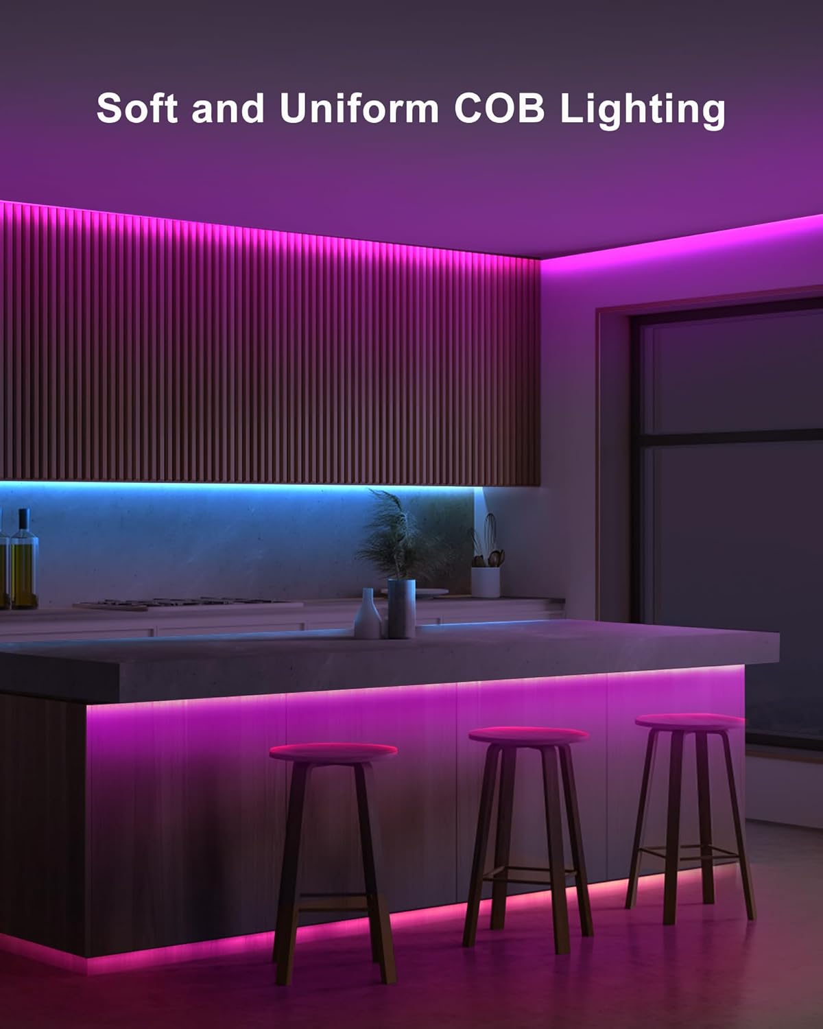 9.84ft Bluetooth RGB COB Led Strip Lights with Remote, Dimmable Smart App Led COB Light Strip, Color Changing Music Sync, Indoor RGB Led Lights Bedroom, Home Decor, Party