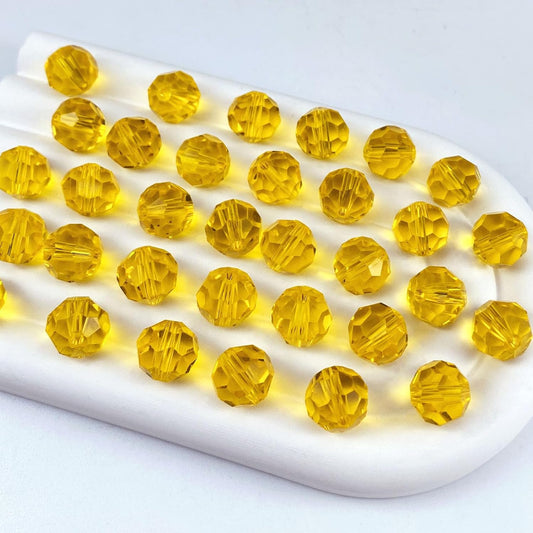 50 PCS 10mm Crystal Glass Beads Round Multiple Faceted Loose Spacer Glass Beads for DIY Handcrafte Bracelet Necklace Earring Jewelry Making(Orange)