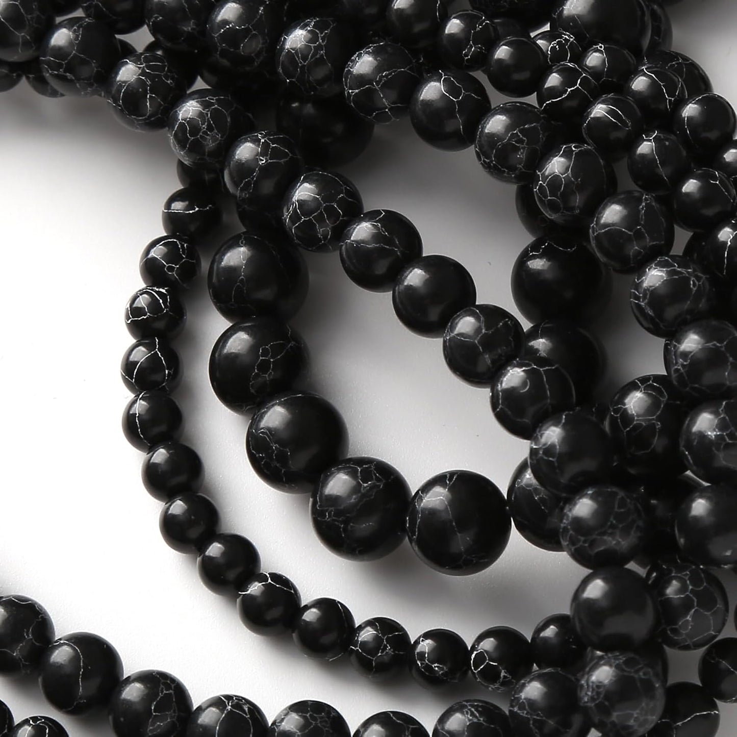 Black Turquoise Stone Beads 6MM Gemstone Round Crystal Energy Jade Beads for Jewelry Making DIY Bracelet Necklace Jewelry Making 1 Strand 15.5inch 60PCS 6MM