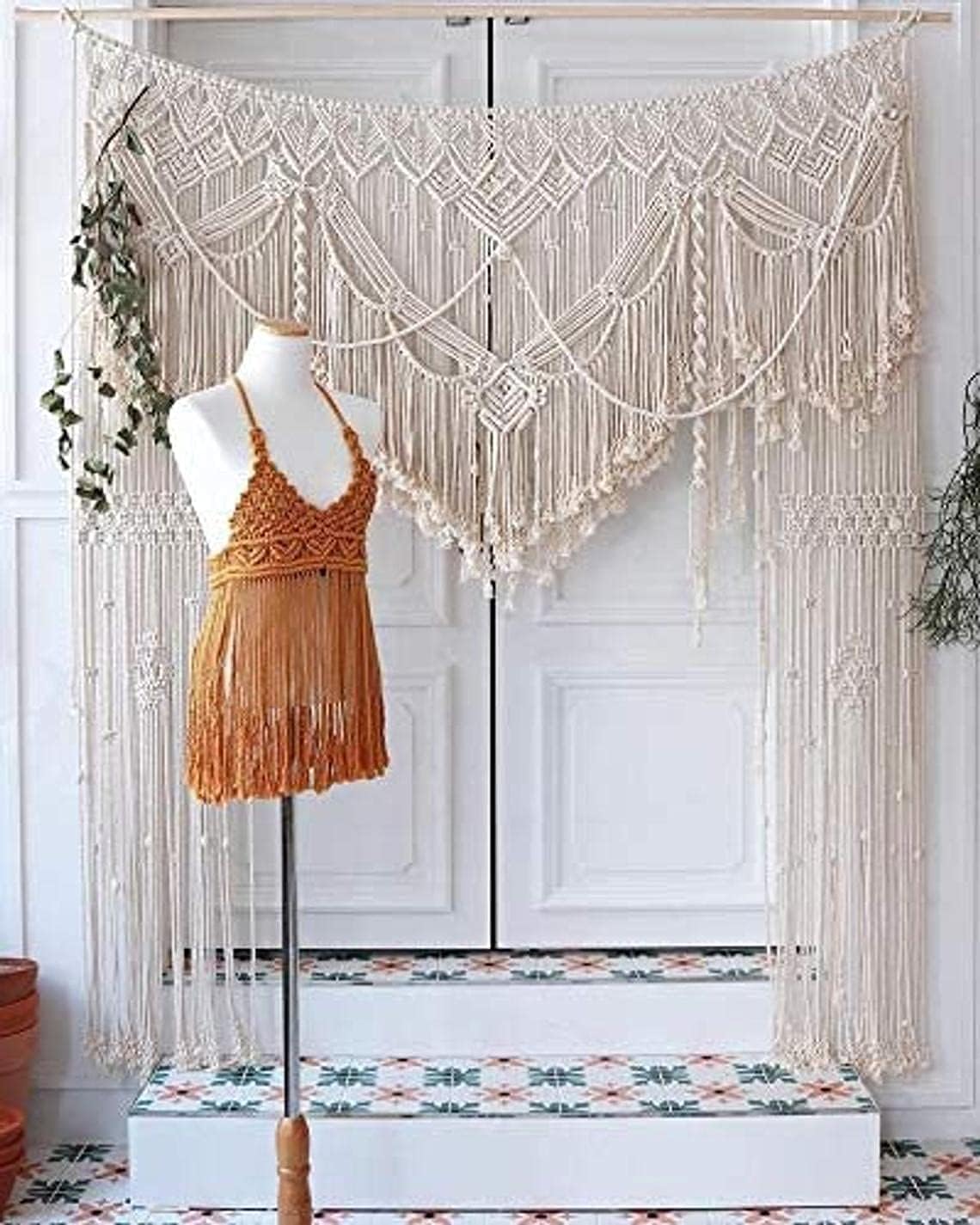 S.N.HANDICRAFTS Macrame Large Curtain Bohemian Boho Decoration Backdrop Wedding Wall Hanging (75X85)