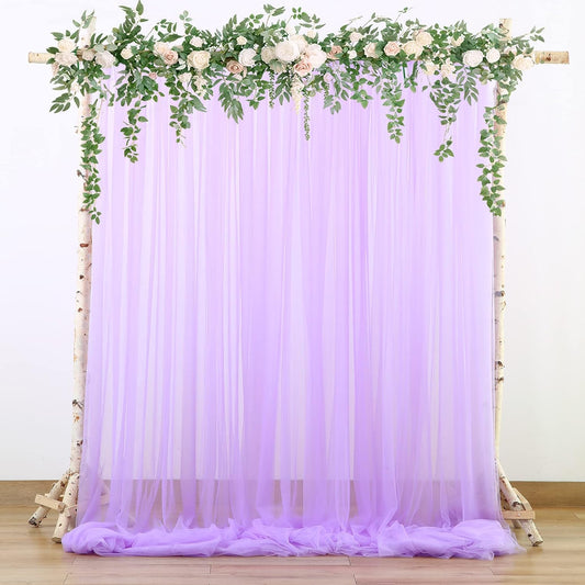 Lavender Tulle Backdrop Curtains for Parties Baby Shower Birthday Wedding 10ft X 10ft Sheer Backdrop Curtains for Butterfly Elephant Memaid Photoshoot Decorations