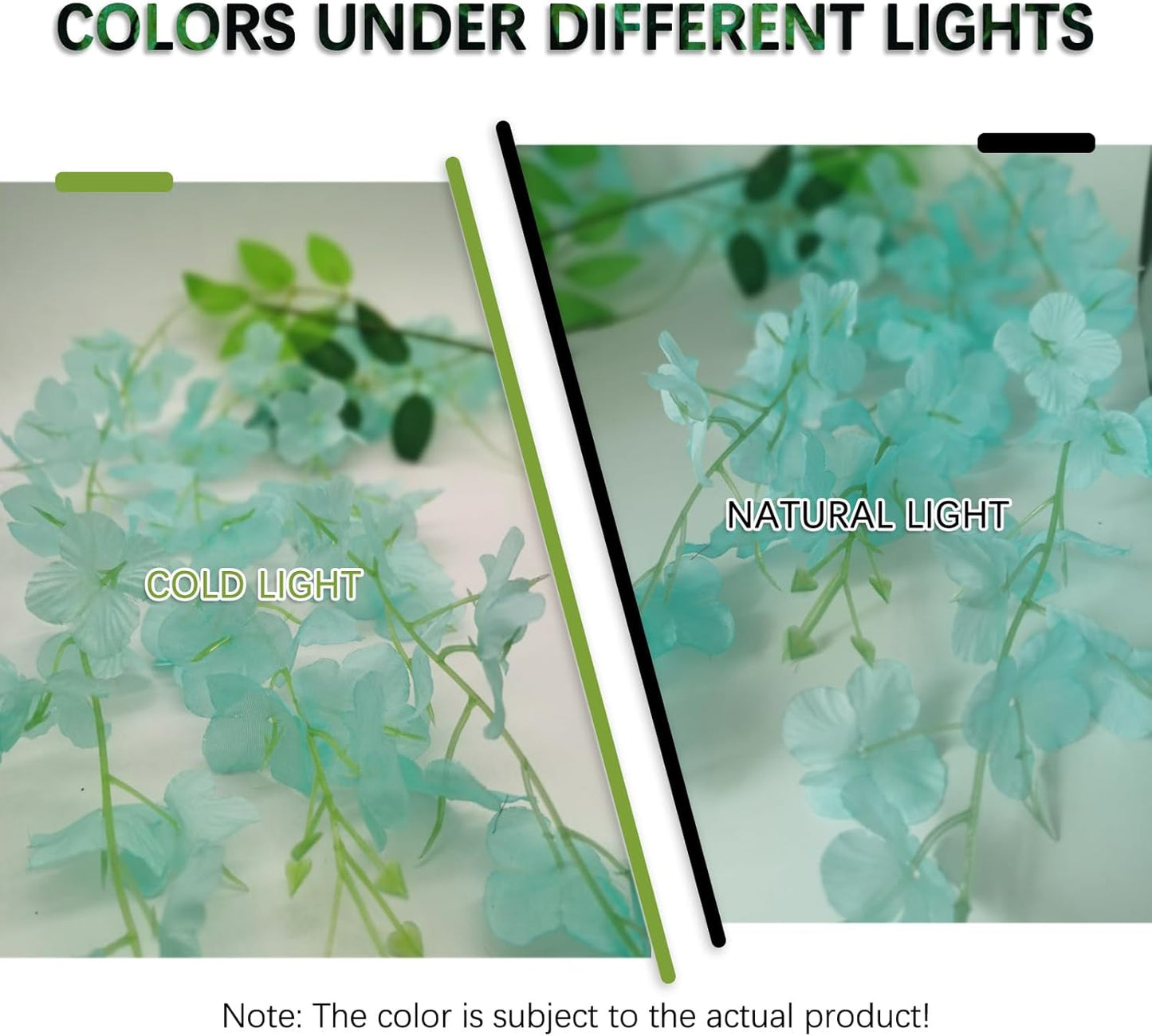 5 Pack Teal Wisteria Hanging Flowers Garland, 3.77 Feet Artificial Flower Vines, Fake Wisteria, Artificial Vines Hanging Garland for Backdrop Outdoor Yard Garden Decor