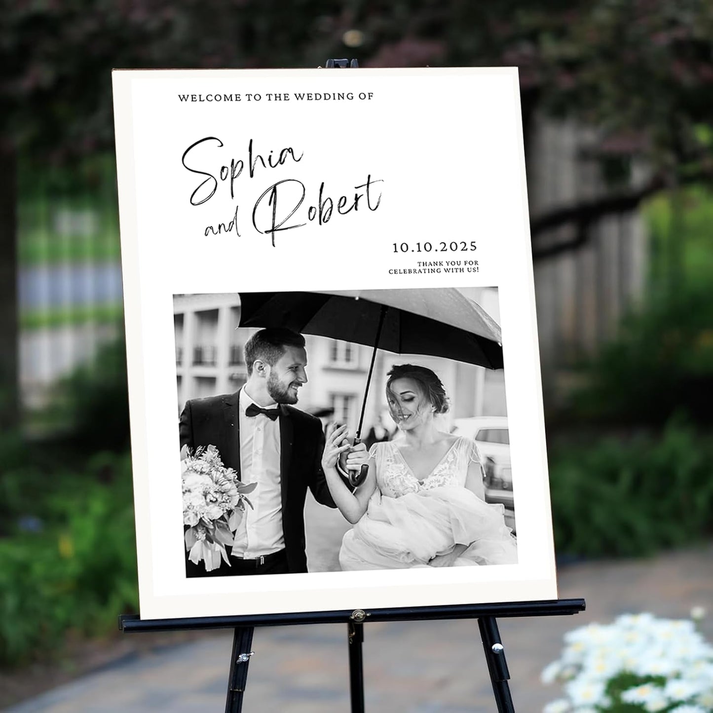 Personalized Wedding Welcome Signs with Photo – Custom Welcome to the Weddings Sign Holder for Celebration Decor, Wedding Rustic Sign, Outdoor Signs for Anniversary, Bridal Party