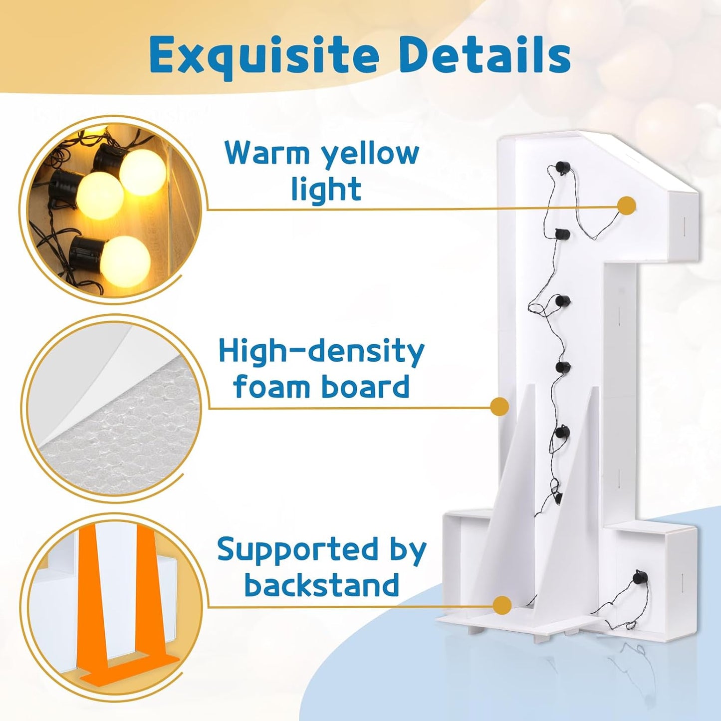 Marquee Numbers 3 Feet Tall Large Light Up Numbers 80th Birthday Decorations Women Men Big Yellow Light Outdoor Anniversary Decorations Balloon Arch Kit Party Backdrop 80