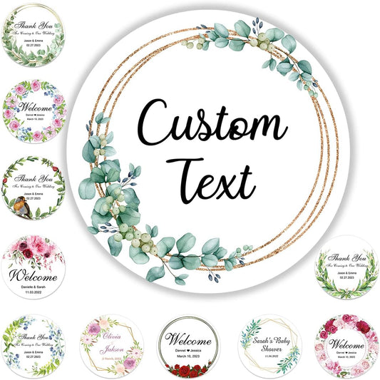 100 Pack Custom Stickers Personalized Labels for Business Logo Customized Vinyl Wedding Favors Birthday Baby Bridal Shower Make Your Own Decals