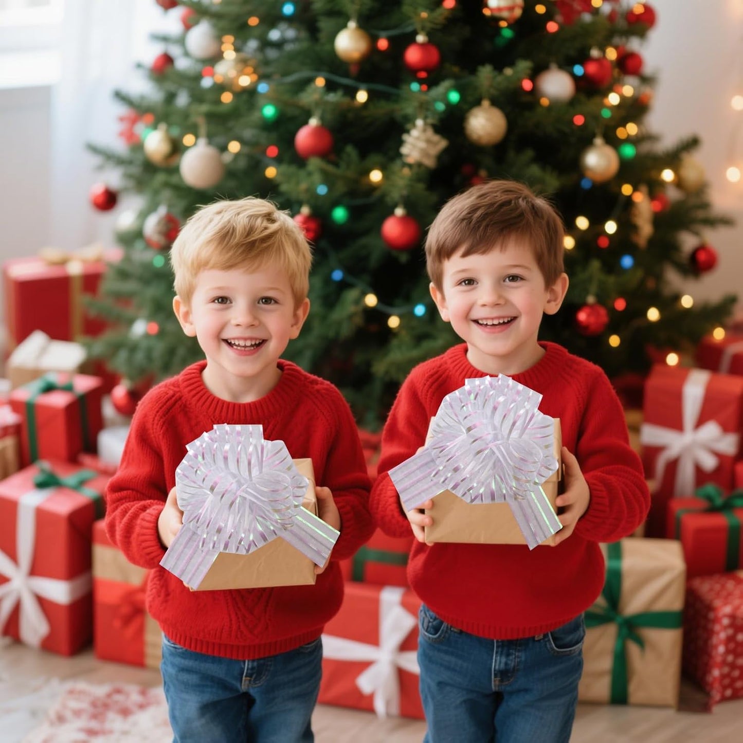 12 Pcs 6 Inch Large Organza Pull Bow Ribbon – Elegant Gift Bows for Wedding Decorations, Christmas Wrapping, Birthday Parties, Car Decor, Gift Baskets, and Valentine's Day Packaging(White)