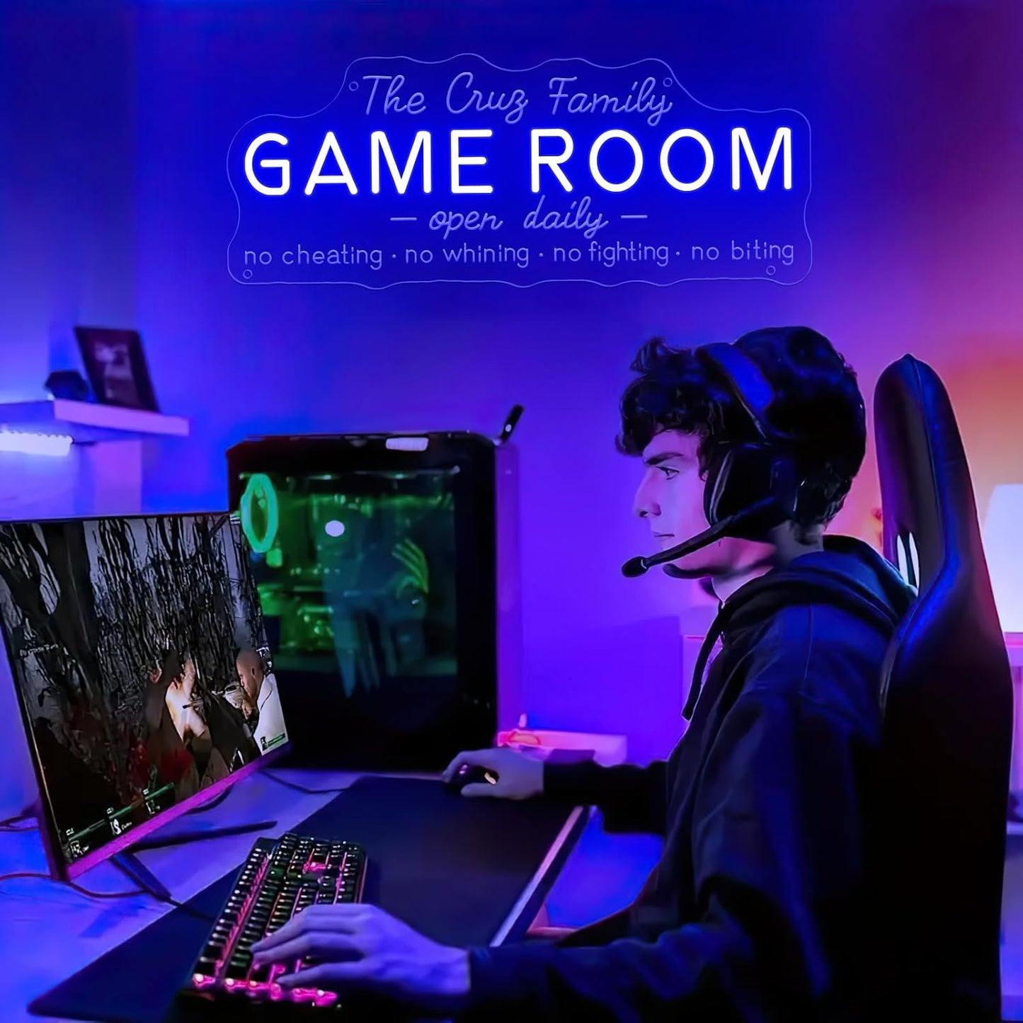 Custom Game Room Neon Sign for Wall Decor, Personalized LED Neon Name Signs, Dimmable Game Light Up Signs Customizable for Playroom Gaming Zone Man Cave Bedroom, Men Boys Gamer Birthday Gifts