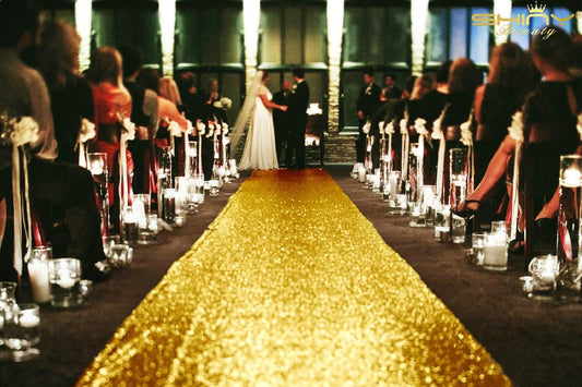 ShinyBeauty Gold Aisle Runner-4FTx15FT-Sequin Aisle Runners Carpet Aisle Runner Outdoor Bridal Aisle Runner Glitter Aisle Runner for Wedding Ceremony (4FTx15FT, Gold)