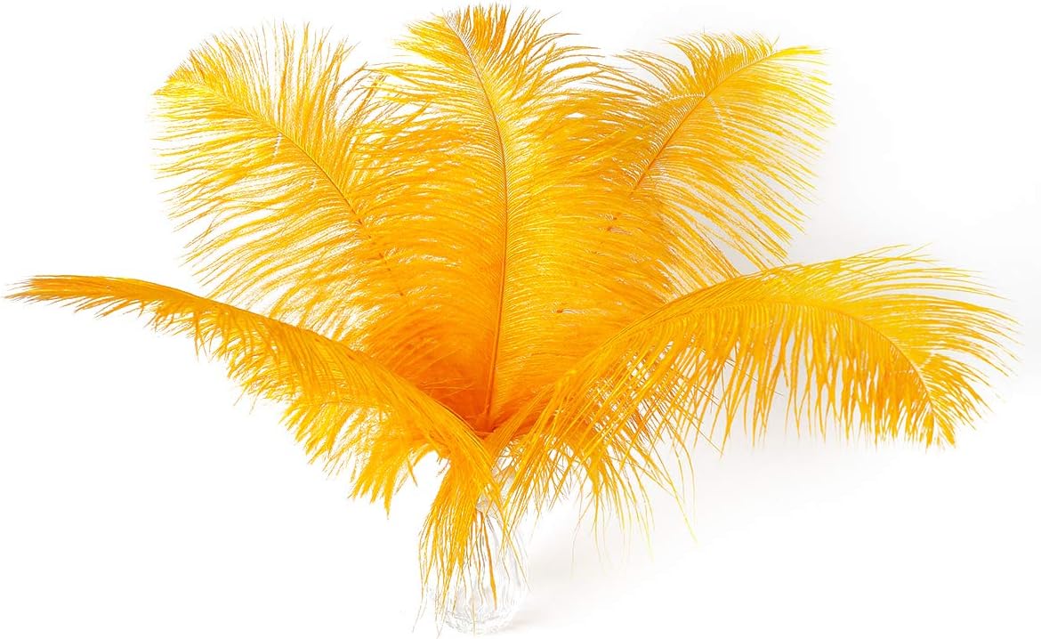 Ballinger Gold Large Ostrich Feathers - 12Pcs 14-16inch Large Feathers for Vase,Wedding Party Centerpieces and Christmas Home Decor