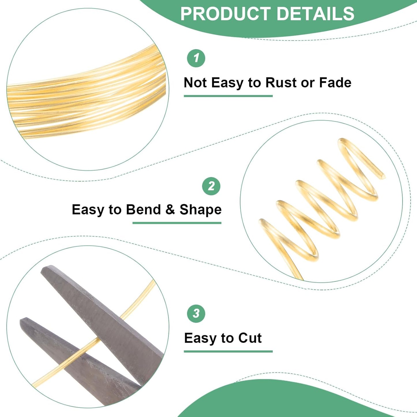 1 mm/18 Gauge Copper Wire for Jewelry Making, 5.2FT Copper Beading Craft Wire for Jewelry/Weaving/DIY Crafting/Planting, Color-Retaining [1.6M, KC-Gold]