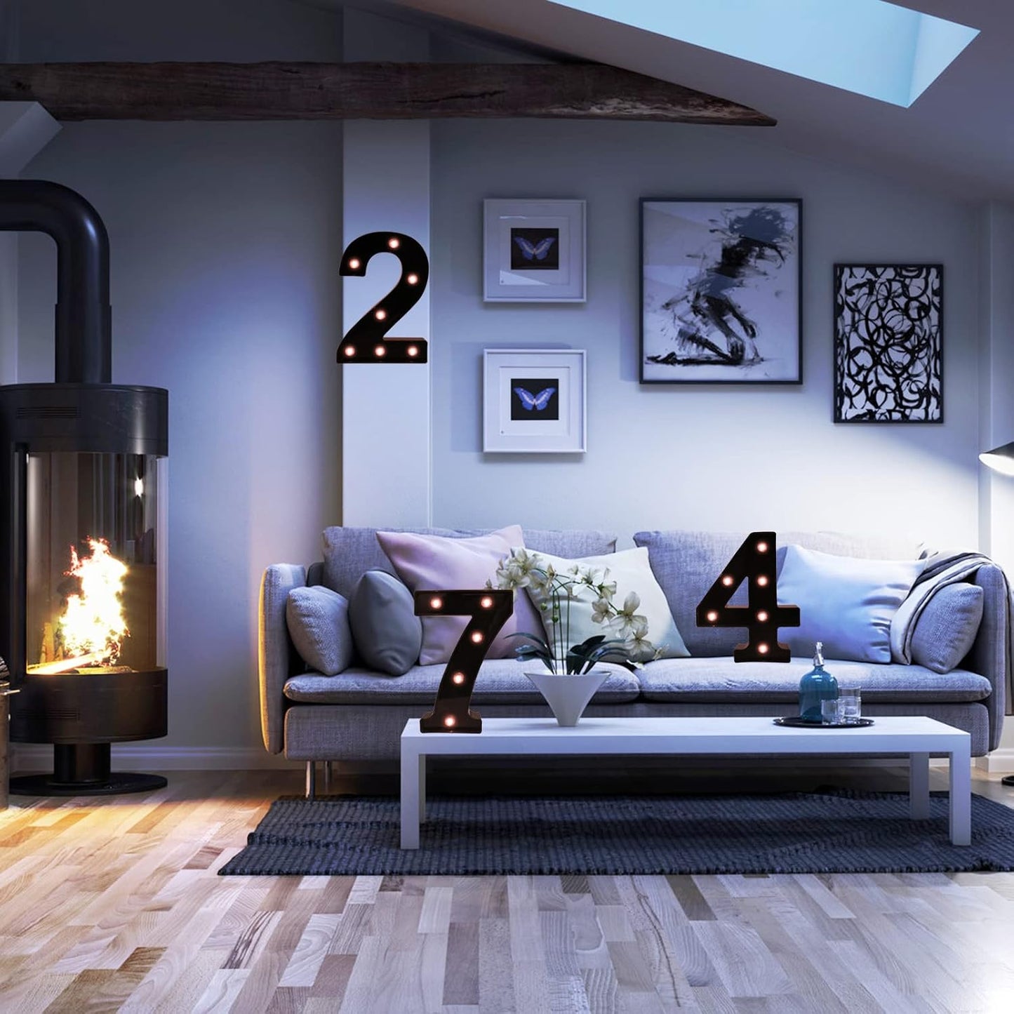 OYCBUZO Light Up Black Alphabet Marquee Number Sign LED Marquee Number Lights Sign for Night Light Home Bar Christmas Lamp Birthday Party Wedding Decoration 4