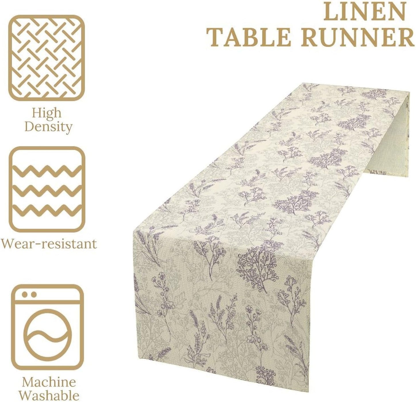 Purple Lavender Table Runner Vintage Watercolor Modern Kitchen Restaurant Decoration Suitable for Indoor and Outdoor Wedding Party Banquet Table Runner 13x60 Inch