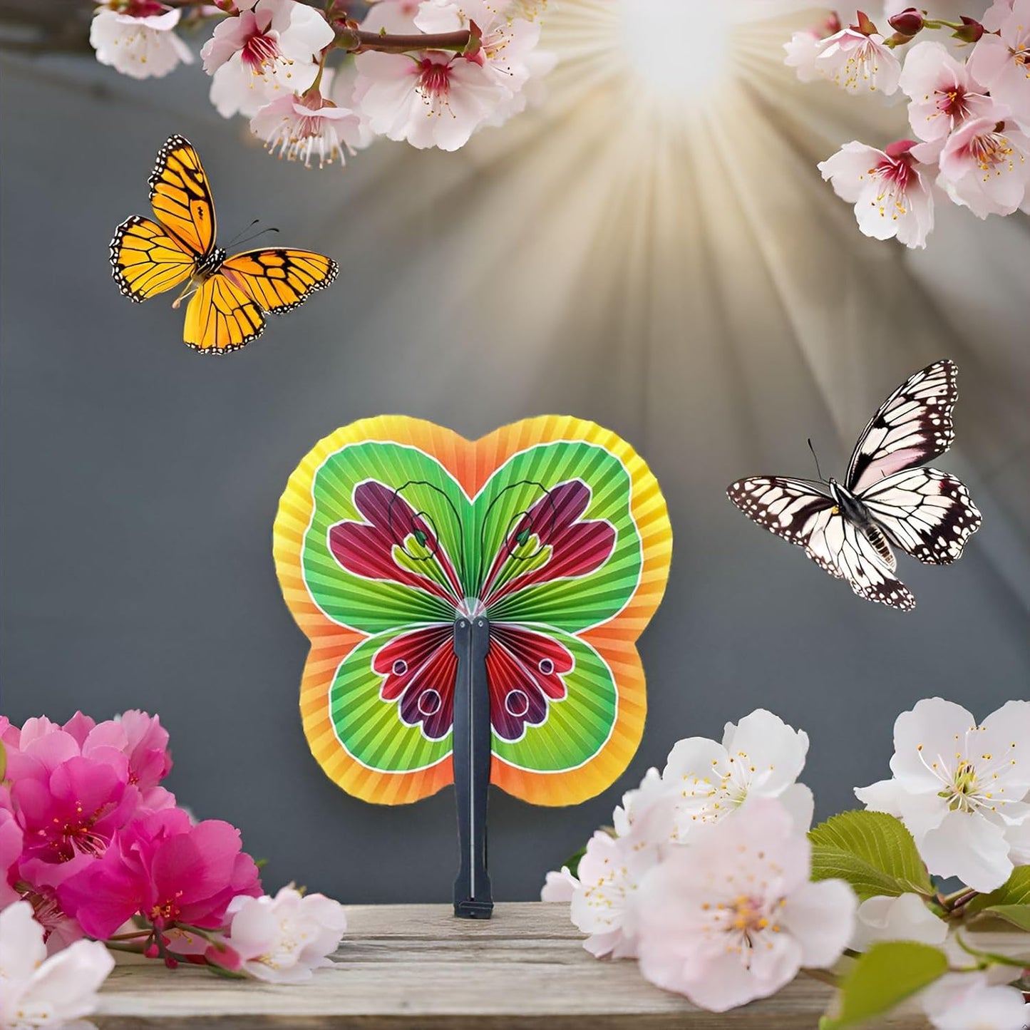 12 Pieces Folding Hand Paper Fans Handheld,Butterfly Decorations Accordion Fans Bulk for Festival Wedding Party Dancing Birthday Favors Decorations