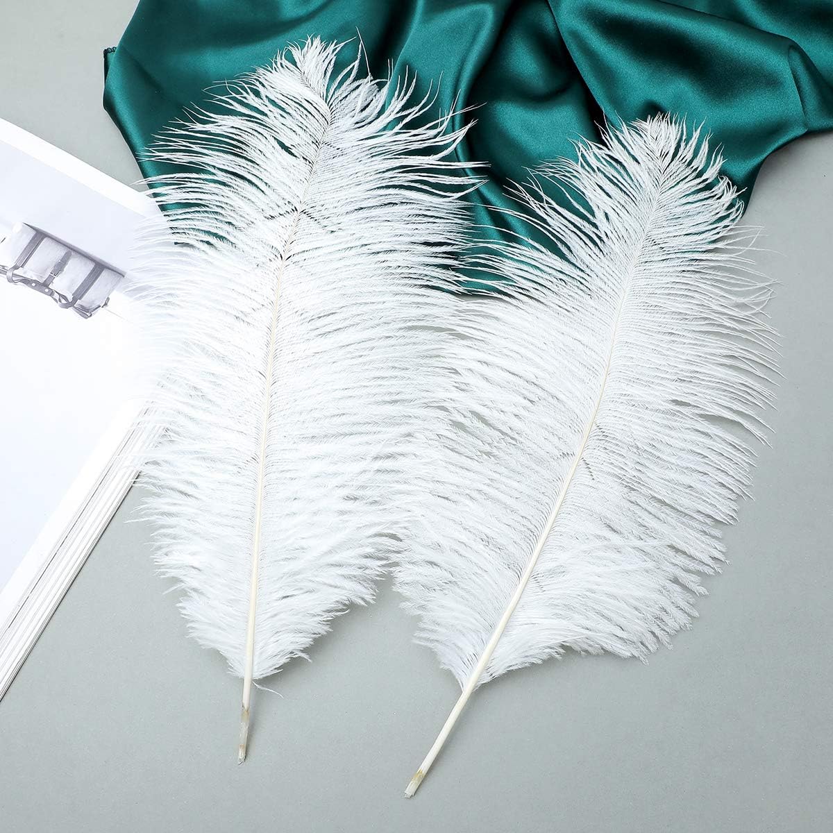 12pcs Natural White Ostrich Feathers 12-14inch (30-35cm) for Wedding Party Centerpieces，Flower Arrangement and Home Decoration.