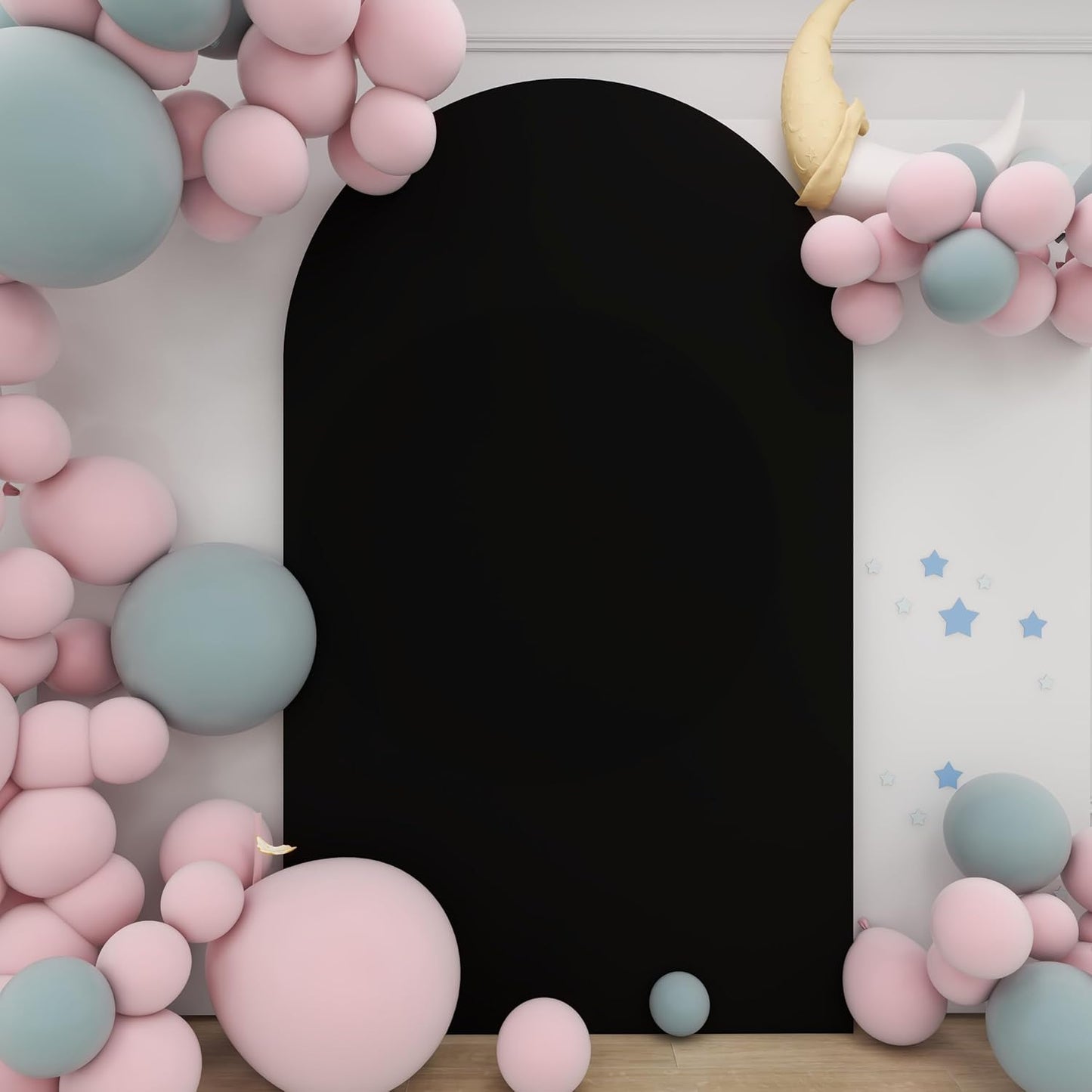 Black Arch Cover 4x7.2ft Arch-Backdrop-Cover Spandex Arched Covers Stretchy Backdrop Chiara Arches Frame Fabric for Birthday Party Baby Shower Gender Reveal Wedding Arch Back Drop Arbor Decor