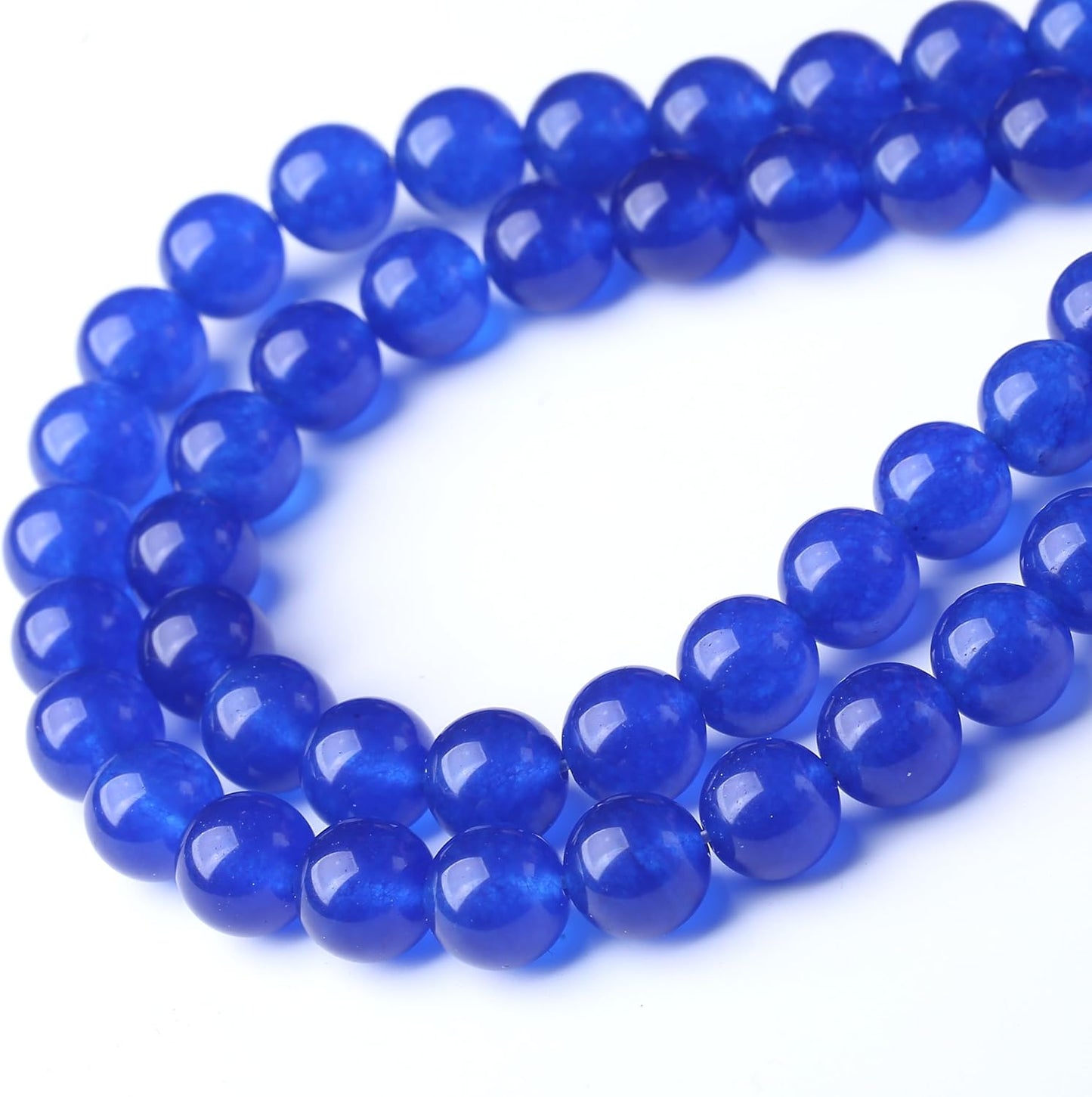 Mysterious Blue Chalcedony Stone Beads Gemstone Round Crystal Energy Jade Beads Stone Beads for Jewelry Making DIY Bracelet Necklace Jewelry Making 1 Strand 15.5inch 45PCS 8MM