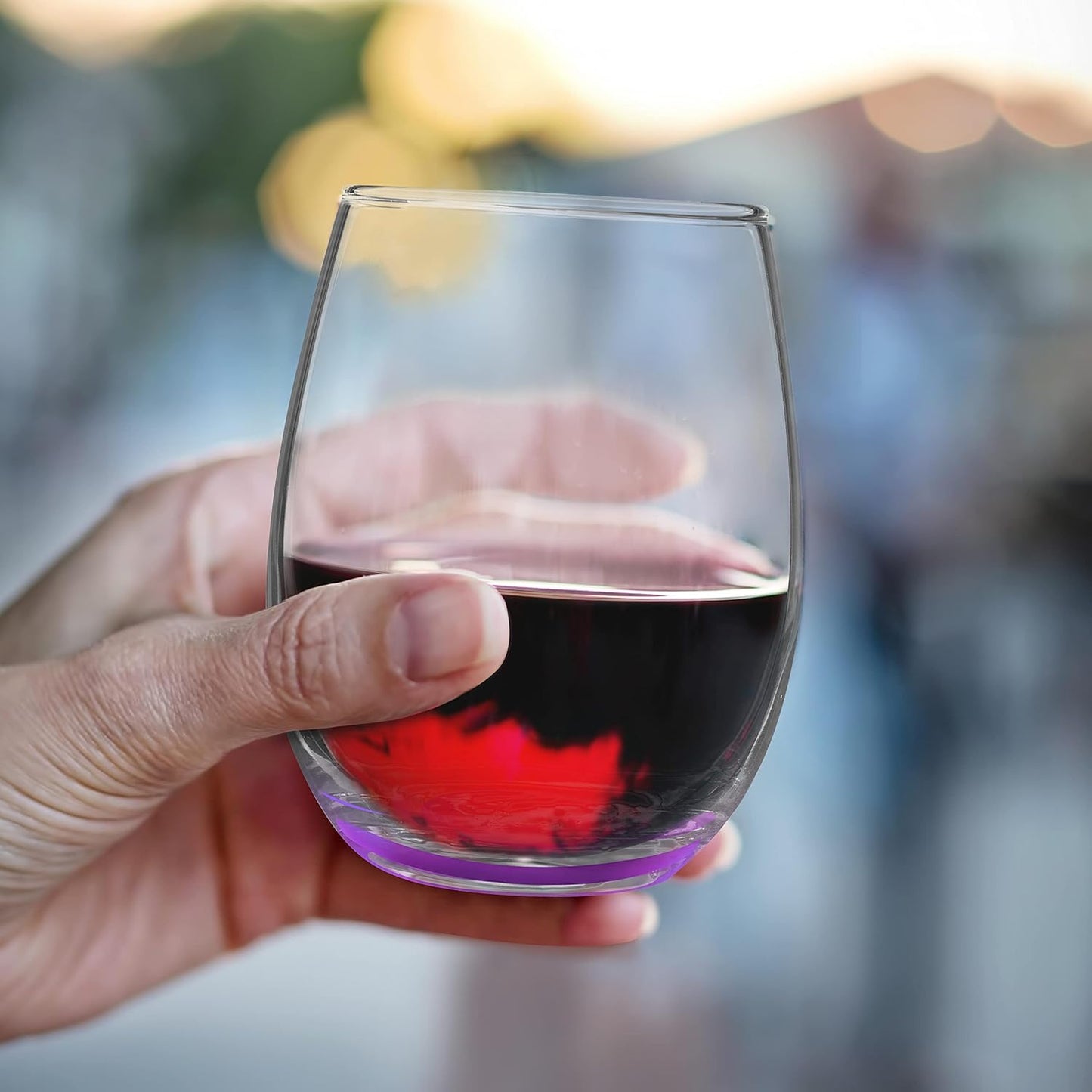 DISCOUNT PROMOS Stemless Wine Glasses by ARC 5.5 oz. Set of 12, Bulk Pack - Perfect for Hotel, Bar, Restaurant or Lounge - Purple