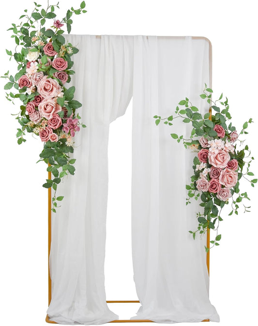 Arch Flower Kit of 2 - Artificial Floral Swag for Wedding Welcome Sign, Reception Ceremony Signs, Chair Decor (Dusty Rose)