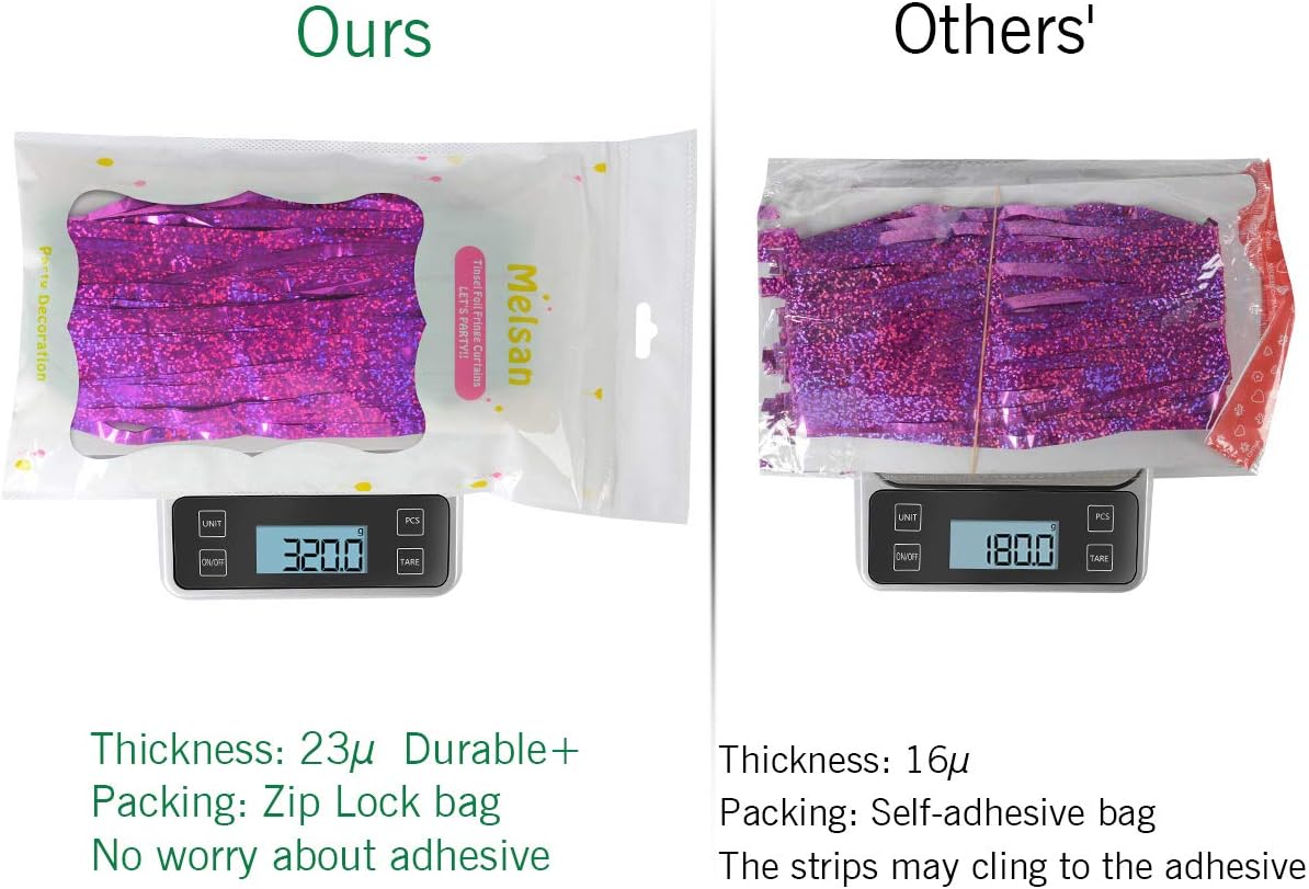 Valentine Backdrop Foil Fringe Curtains Party Decorations - Melsan 3 Pack 3.2 x 8.2 ft Tinsel Curtain Party Photo Backdrop for Birthday Party Baby Shower or Graduation Decorations Rose Red