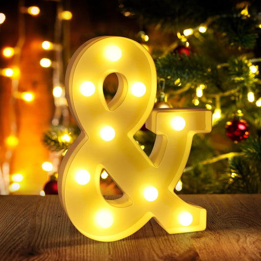 Ampersand Symbol Led Large &,Marquee Letters Sign 26 Alphabet and 10 Light Up Numbers for Party Décor,Numeros De Cumpleanos,Letras Con Luces Para Decorar Fiestas,Nombres Personalizados Para Decorar
