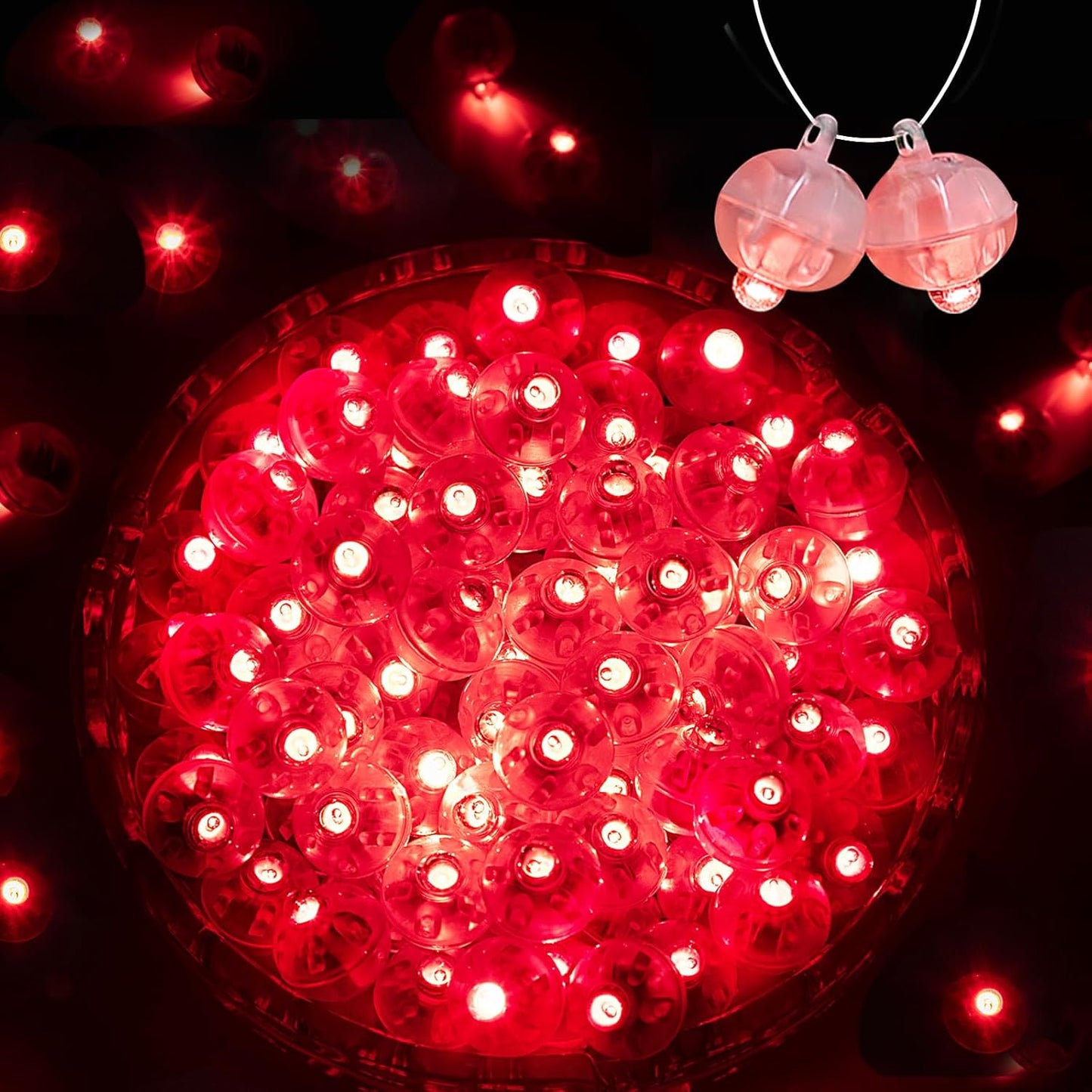 ZGWJ 100PCs Mini Led Lights, Led Balloons Light for Party Decorations Neon Party Lights for Paper Lantern Easter Eggs Birthday Party Wedding Halloween Christmas Decoration(Glow steadily Red)