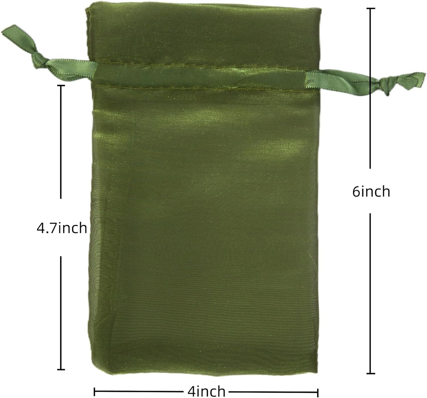 QIANF 20 Pcs Moss Green Small Organza Bags 4X6 inch for Wedding Favors with Drawstring, Mini Mesh Gift Bags Jewelry Pouch for Candy Bridal Shower Party Favor Baby Shower Christmas