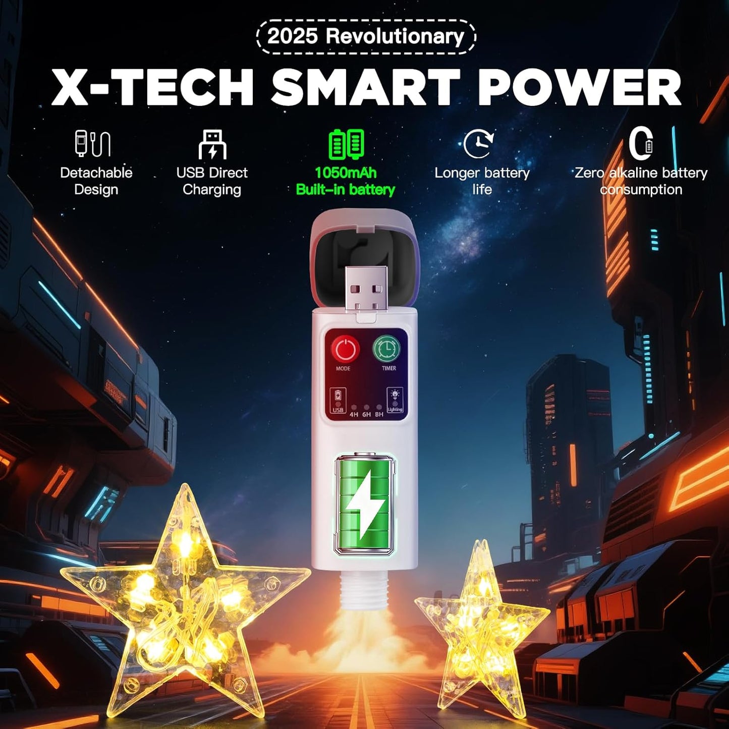 Rechargeable Stars Christmas Window Lights, IP65 Waterproof 90 LEDs 54 Stars Hanging Curtain Lights with 3 Timer Modes, Warm White Christmas Star Decoration for Indoor Outdoor Xmas Home Party Decor