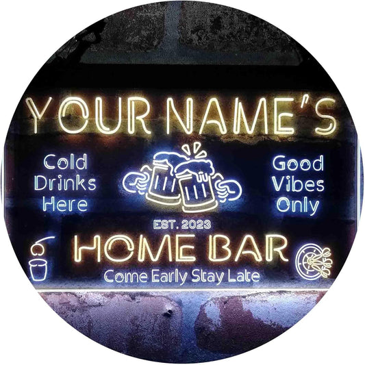 ADVPRO Personalized Your Name Custom Home Bar Beer Established Year Dual Color LED Neon Sign White & Yellow 12 x 8.5 Inches st6s32-p1-tm-wy