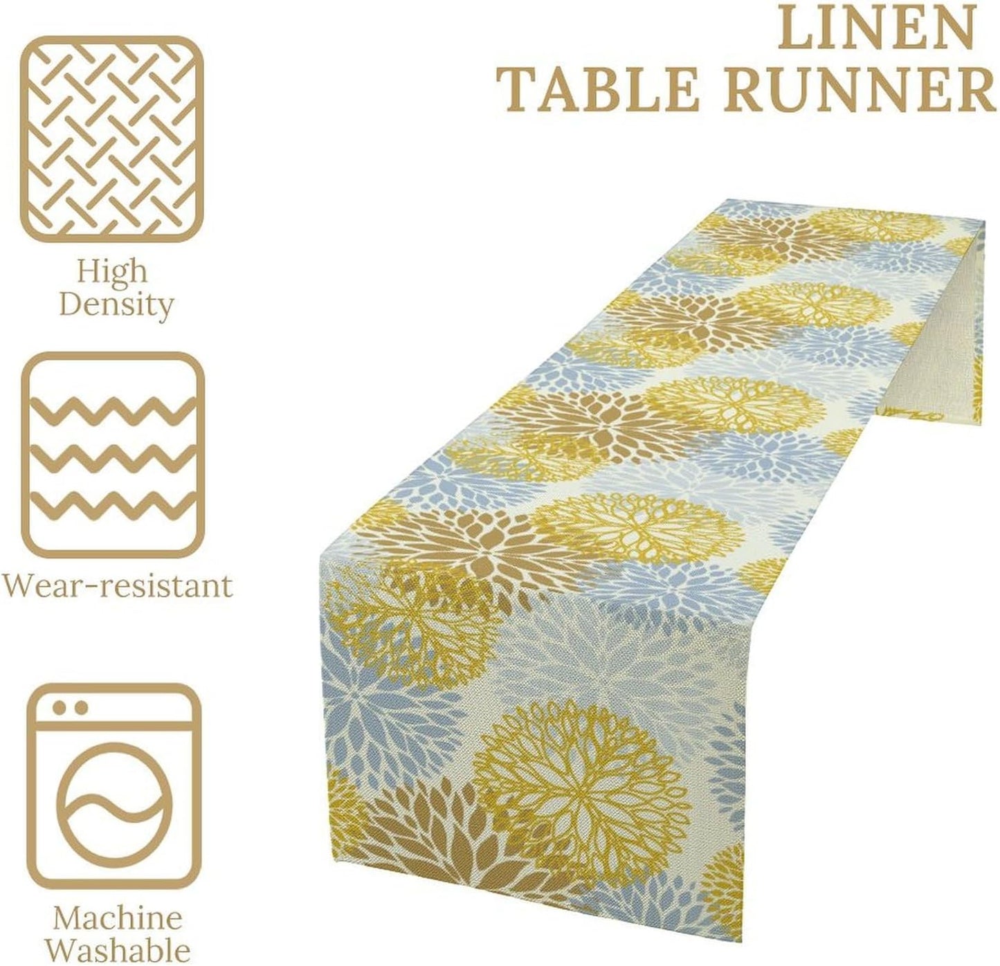 Flowers Table Runner,Spring Summer Floral Pattern Seasonal Farmhouse Kitchen Dining Table Home Party Decoration 13x120 Inch