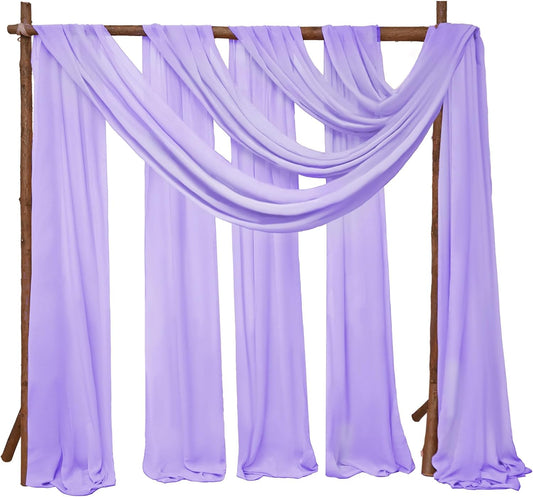 4 Panels Wedding Arch Draping Fabric 28" x 20 Ft Wedding Arch Drapes Chiffon Fabric Drape Sheer Backdrop Curtain for Weddings Party Ceremony Birthday Arbor Drapery Reception Ceiling Decor(Lavender)
