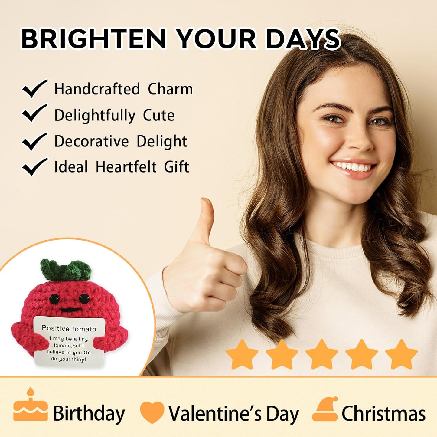 Birthday Gifts for Women Man-Emotional Cheer Support,Funny Handmade Tomatoes Unique Cute Presents for Her Him Women Men Friend Coworker Family