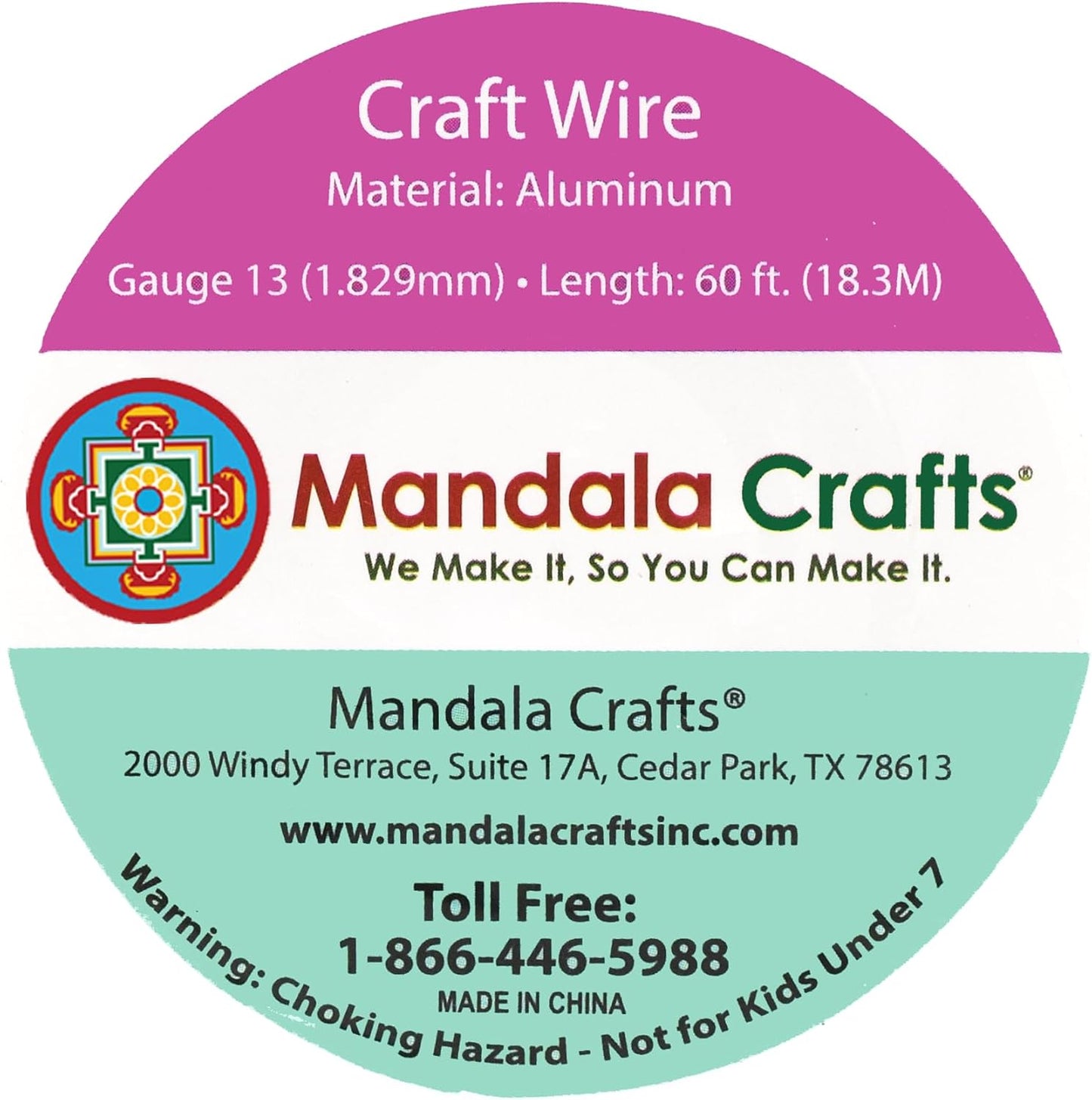 Mandala Crafts 13 Gauge Anodized Aluminum Craft Wire for Jewelry Making - 60 FT Colored Flexible Red Wire - Bendable for Bonsai Armature Crafting Sculpting