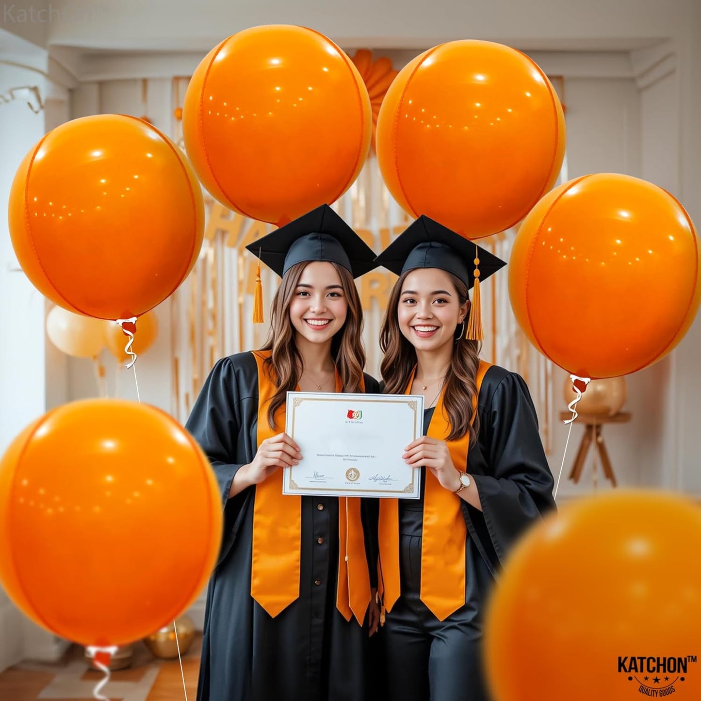 KatchOn, Big 22 Inch Orange Balloons - Pack of 6 | Mylar Balloons for Basketball Party Decorations | Orange Party Decorations | Halloween Decor, Thanksgiving Decor