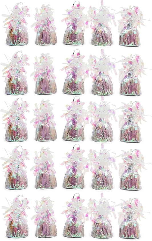 BLUE PANDA Holographic Balloon Weights - 6 oz, 4.5 in, 15 Pack - Iridescent Balloon Table Centerpiece & Anchor Weights for Party Decor