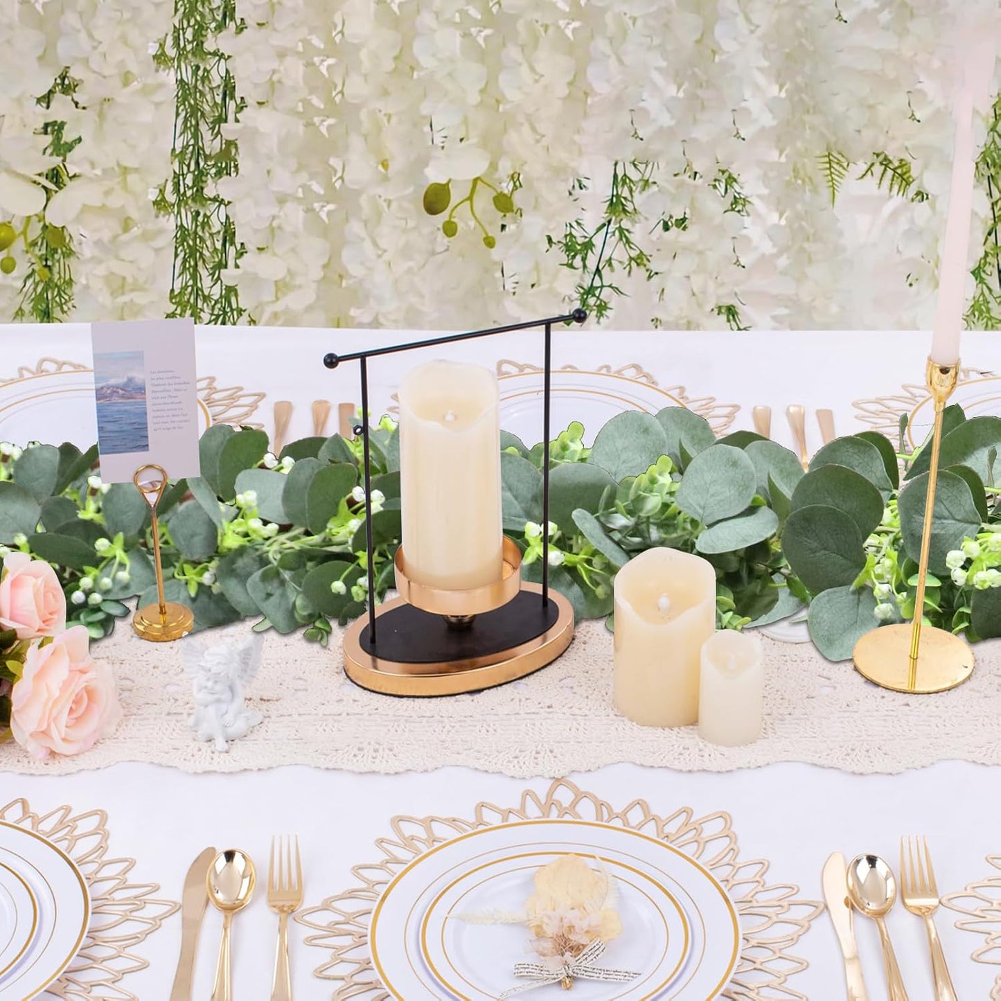 Uguisu 5.9ft Artificial Greenery Garland, Eucalyptus Garland, Fake Greenery Hanging Vine Decorations for Wedding Arch, Table, Party, Backdrop, Mantel, Indoor and Outdoor Home Decor. (1pcs/Green)