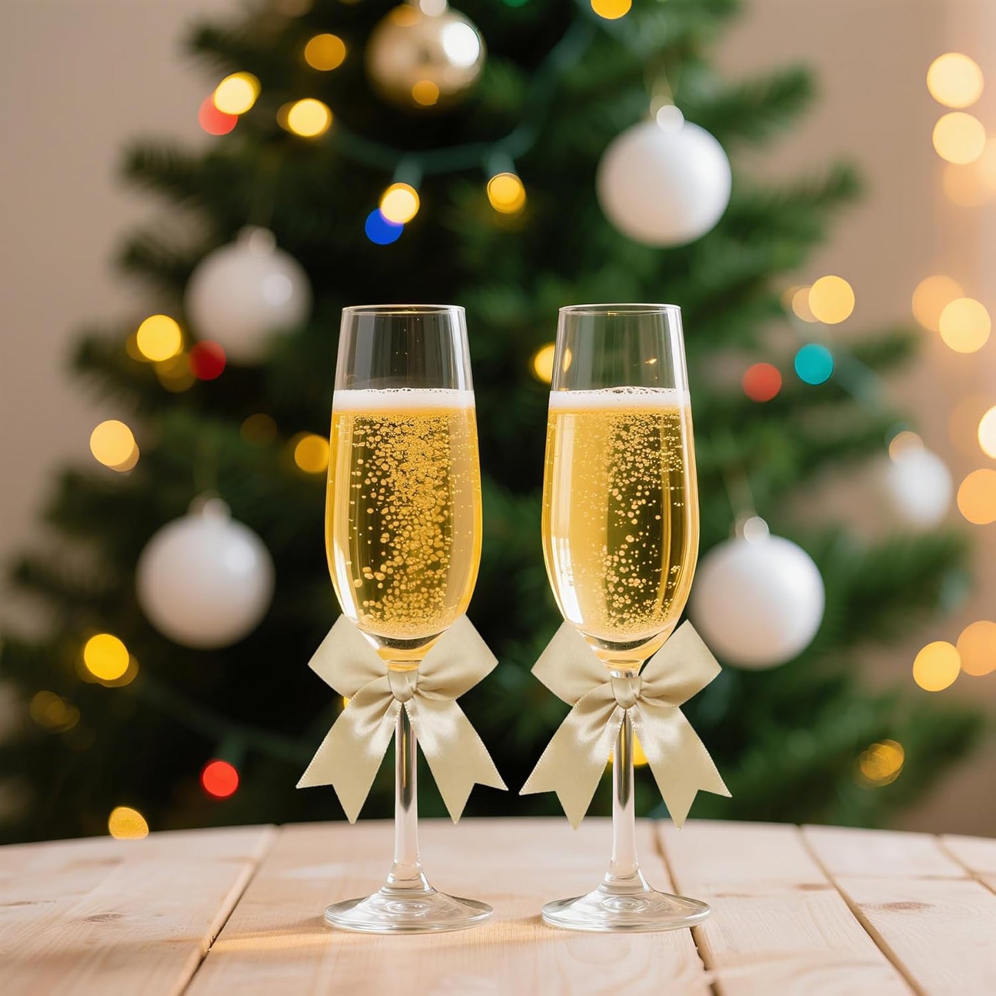 50 PCS Twist Tie Bows Satin Ribbon Bows 3.3 Inch Gift Wrap Bows Craft Bows for Gift Wrapping, Party Decorations Gifts Bag DIY Treat Bags Wedding Decor Baby Shower Christmas (Golden)