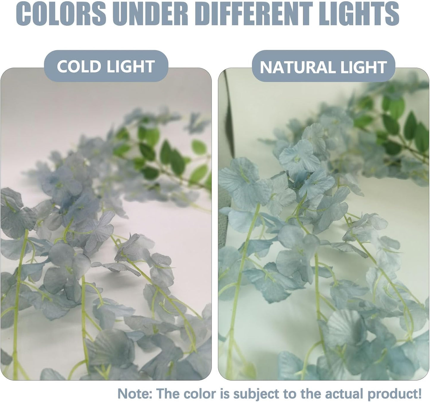 12 Pack Grey Wisteria Hanging Flowers, 3.44 Ft Fake Hanging Flowers, Artificial Wisteria Garland Vines for Wedding Room Backdrop Outdoor Patio Garden Decoration