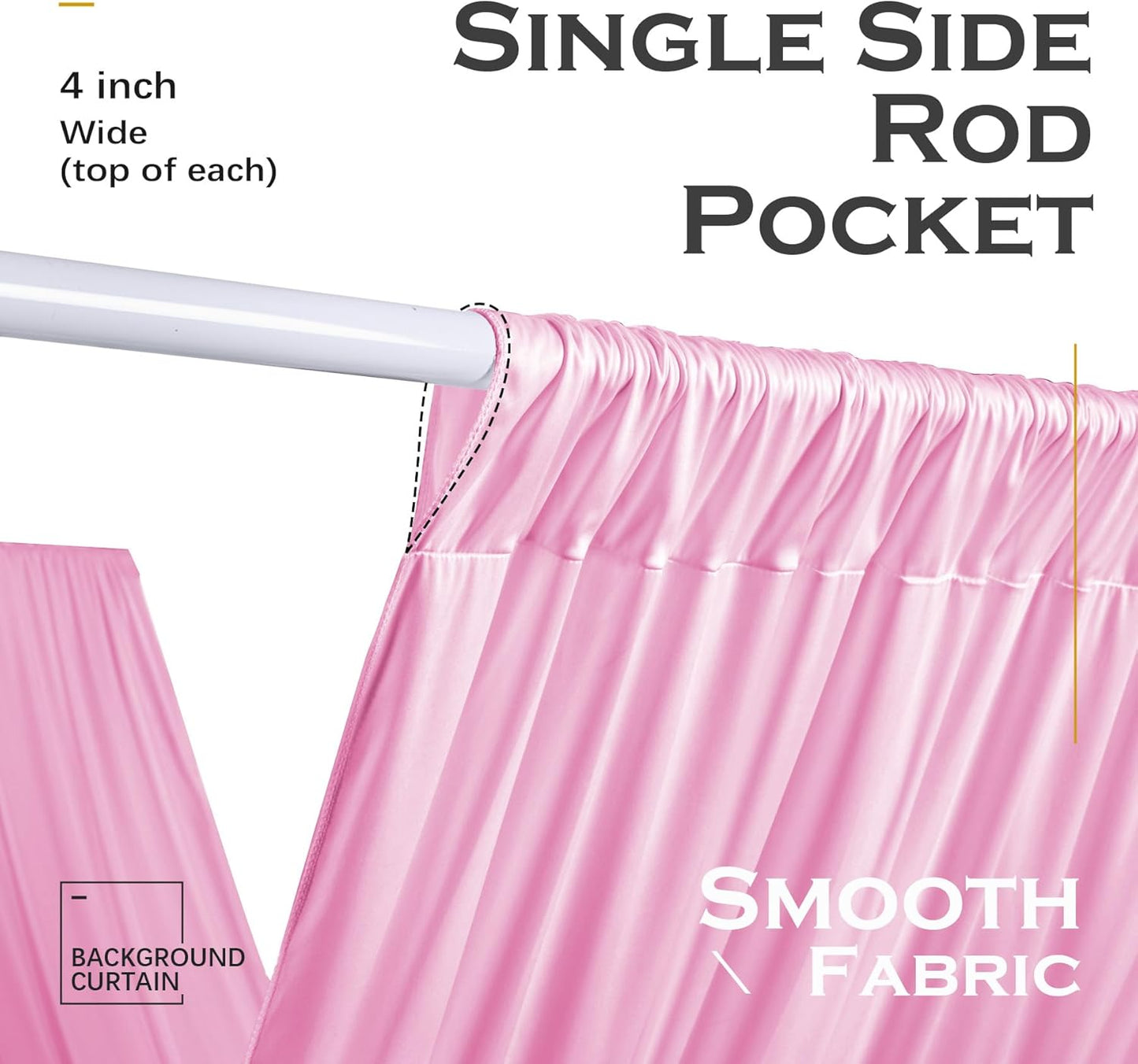 PartyVillage 10 Panels 5ftx30ft Baby Pink Ceiling Drapes for Wedding Parties – 30 FT Extra Long Thick Polyester Wrinkle-Free Drapery Tent Decor Decorations for Birthday Party Ceremony Stage Swag