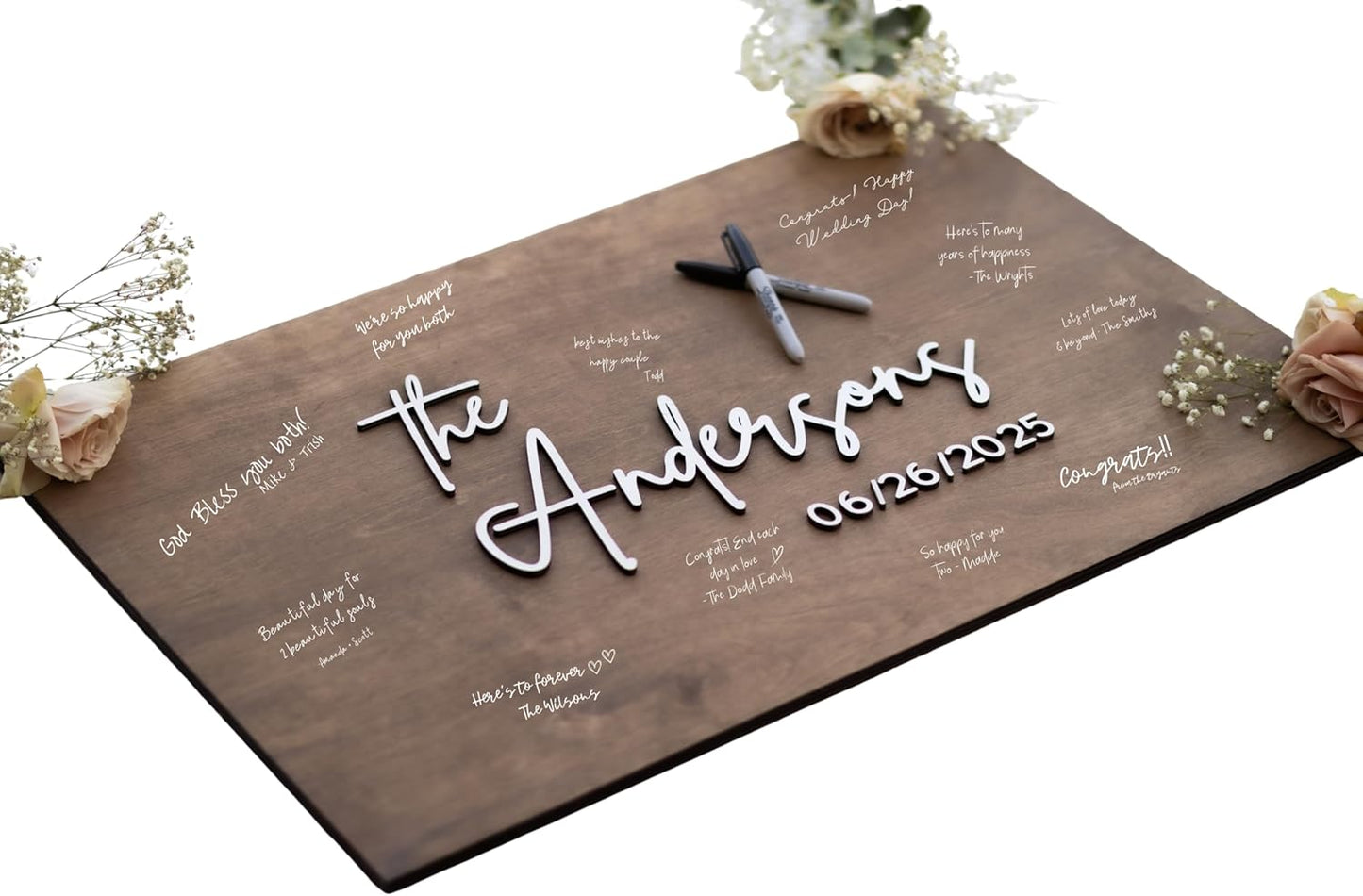 Personalized Last Name Guest Book, Unique Guest Book Sign, Custom Alternative Guest Book, Wooden Guest Book, Wedding Ceremony Guestbook Sign (Design 10)