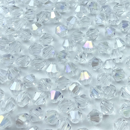 400pcs 4mm Bicone Crystal Glass Beads Loose Spacer Beads Faceted Craft Beads for Jewelry Making DIY Necklace Bracelet Earring Wind Chimes Suncatchers Ornamen(Crystal AB)