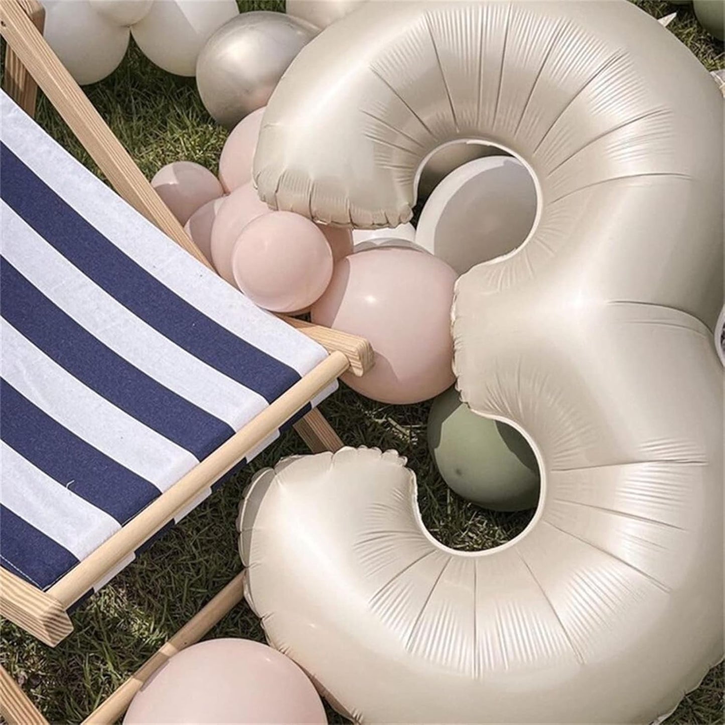 Cream 4 Balloons, 40 Inch Large Beige Foil Number Balloons Set 0-9, Self Inflating White Sand Digital 4 Helium Balloon for Boys Girls Women Birthday Anniversary Party Decorations Photo Shoot Supplies