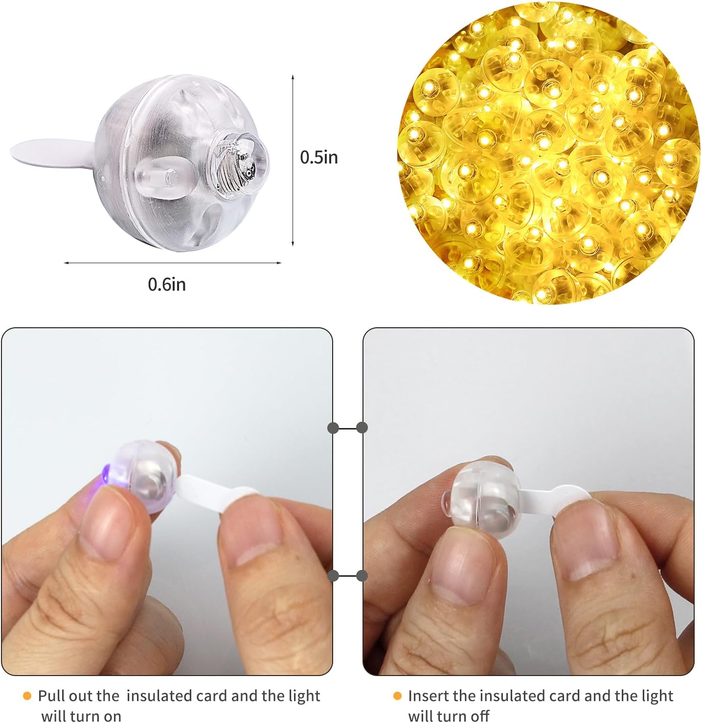 Aogist 100Pcs Yellow Balloon Lights with Hook,Long Standby Time,Waterproof Mini Light for Birthday Party Wedding Christmas Halloween Easter Decorative (Flash)