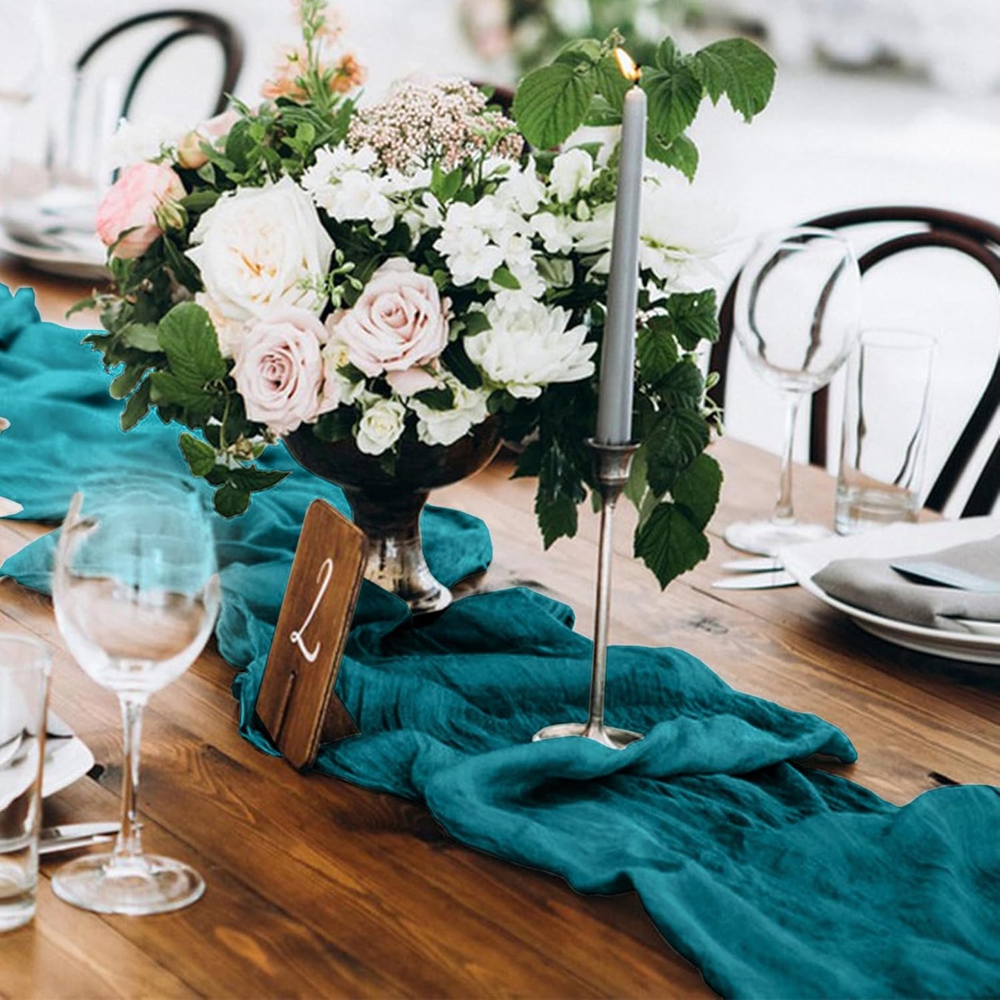 1 Pack Cheesecloth Table Runner 10Ft Christmas Gauze Boho Table Runners for Wedding Decor Bridal Shower Decorations Baby Shower Party(35" x 120")