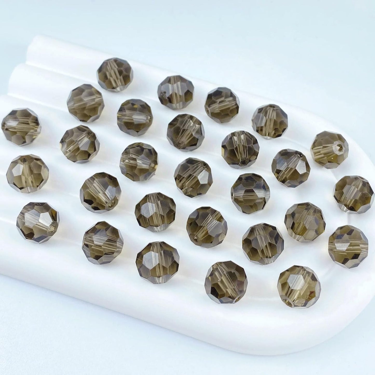 200 PCS 6mm Crystal Glass Beads Round Multiple Faceted Loose Spacer Glass Beads for DIY Handcrafte Bracelet Necklace Earring Jewelry Making(Grey)