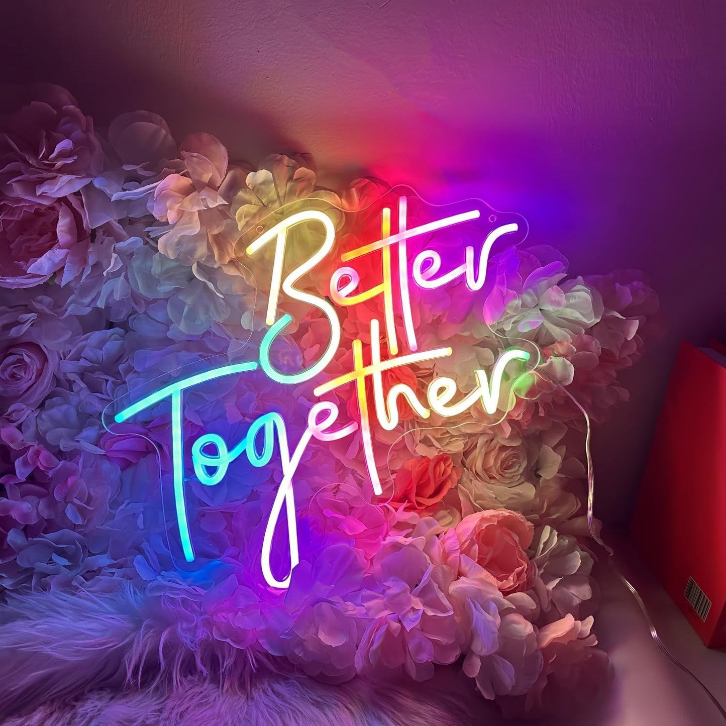 Ulalaza Smart RGB & Color Flow Effect Better Together LED Neon Sign with Remote & App Control Music Sync Timer Setting LED Acrylic Light for Wall Party Décor Bedroom Bar Wedding Home Birthday USB Powered