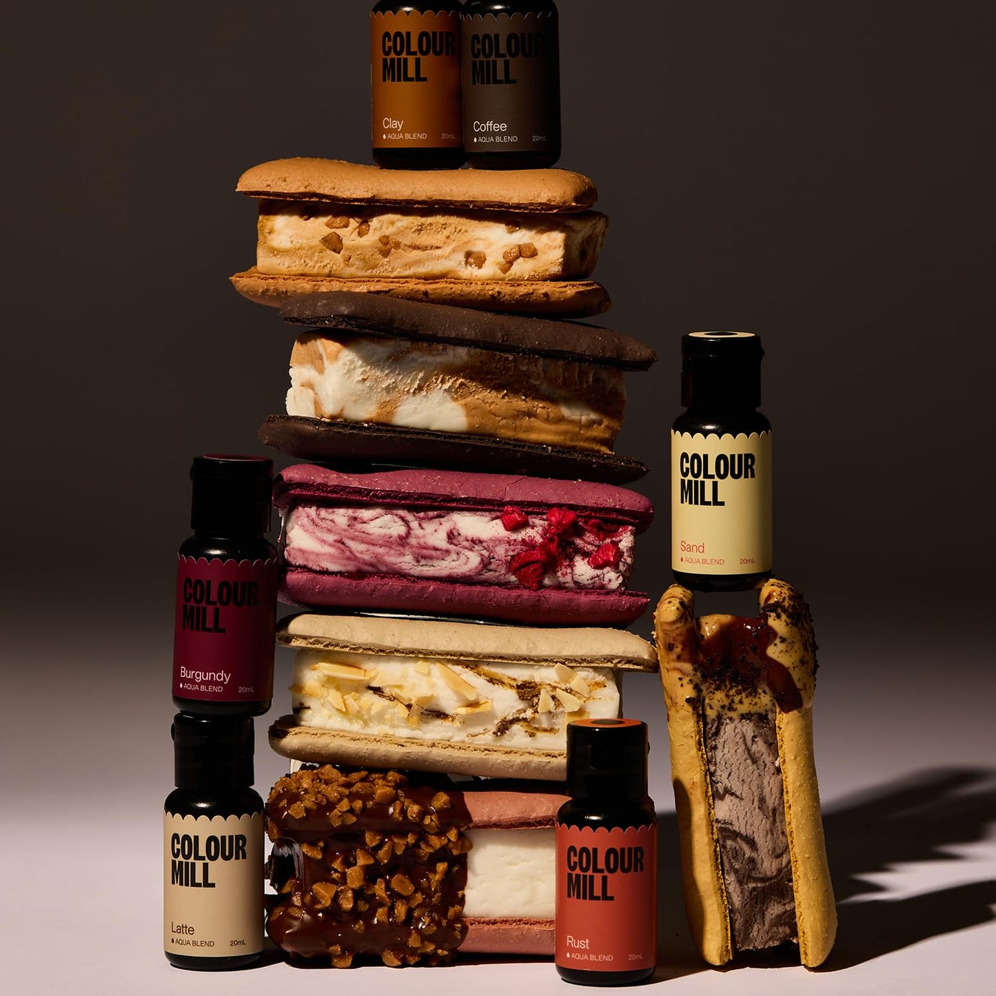 Colour Mill Outback Pack Aqua Blend Water-Based Food Coloring, 20 Milliliters Each of 6 Colors: Burgundy, Clay, Coffee, Latte, Rust and Sand